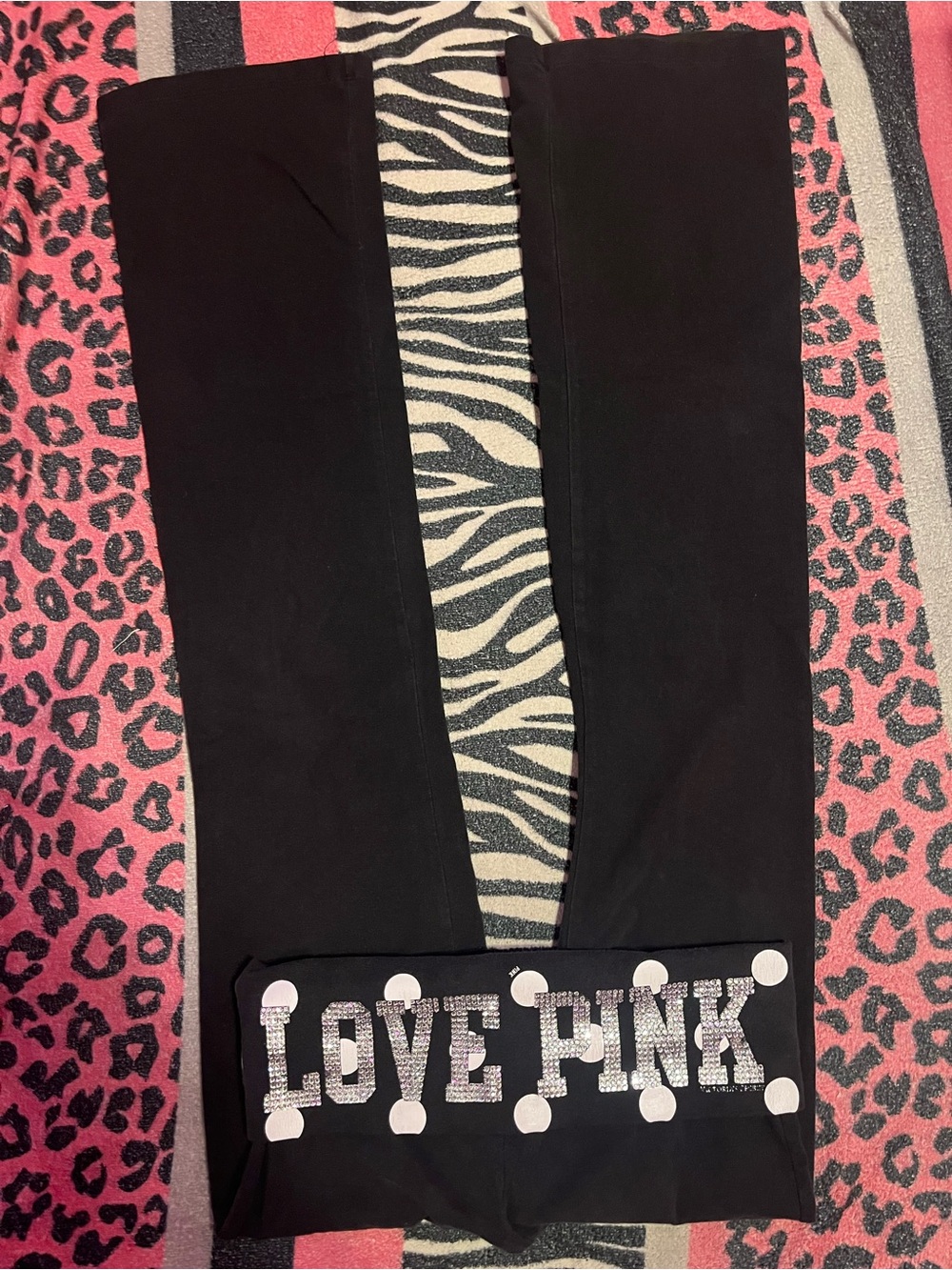 Vintage PINK Victoria's Secret polka dot foldover leggings